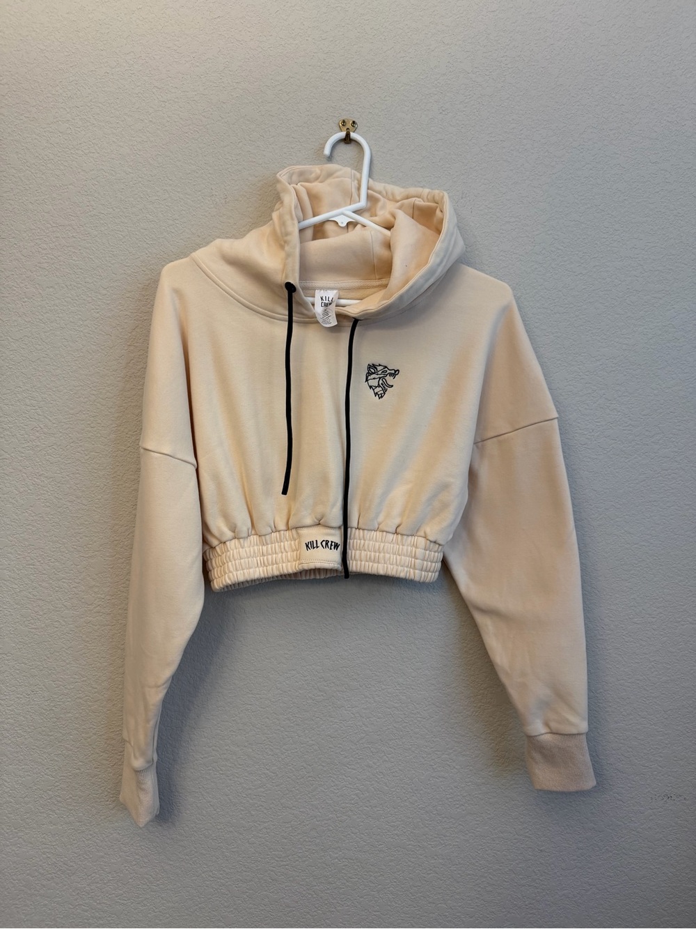 Kill Crew Cropped Hoodie in Cream Sz M - Picture 2 of 12
